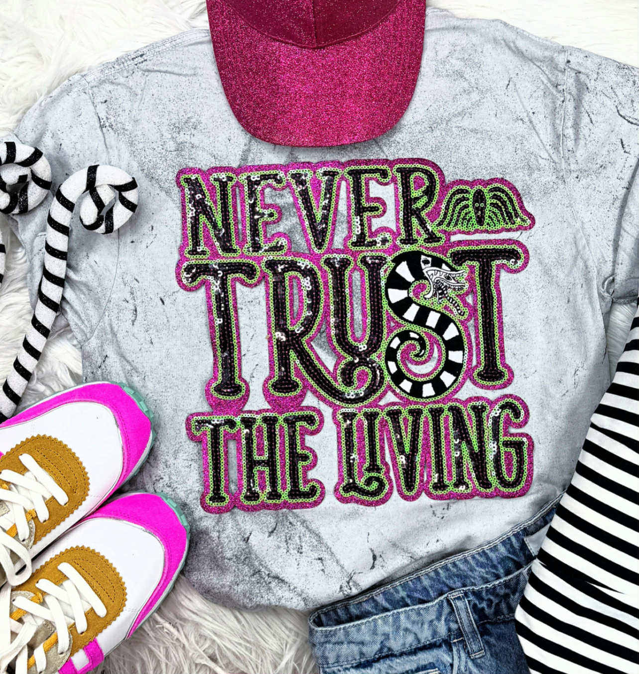 Sequence Print Never Trust the Living Tee