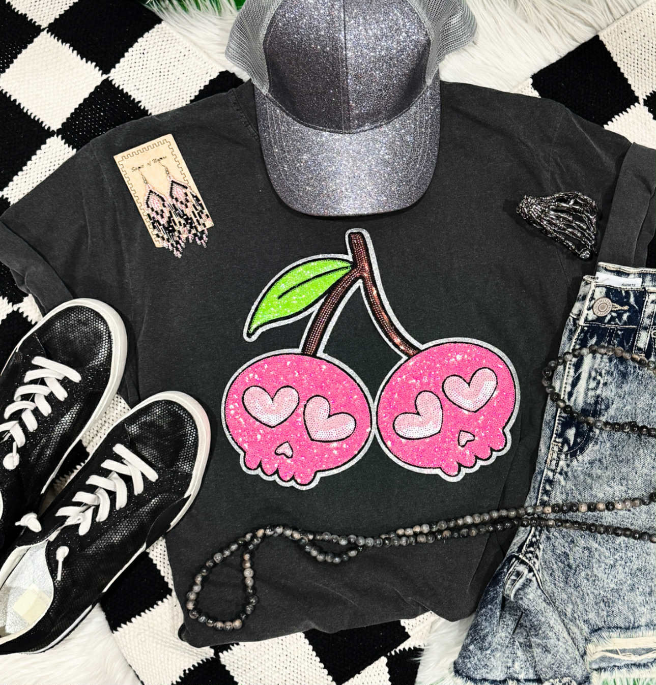 Sequence Print Skull Cherries Tee