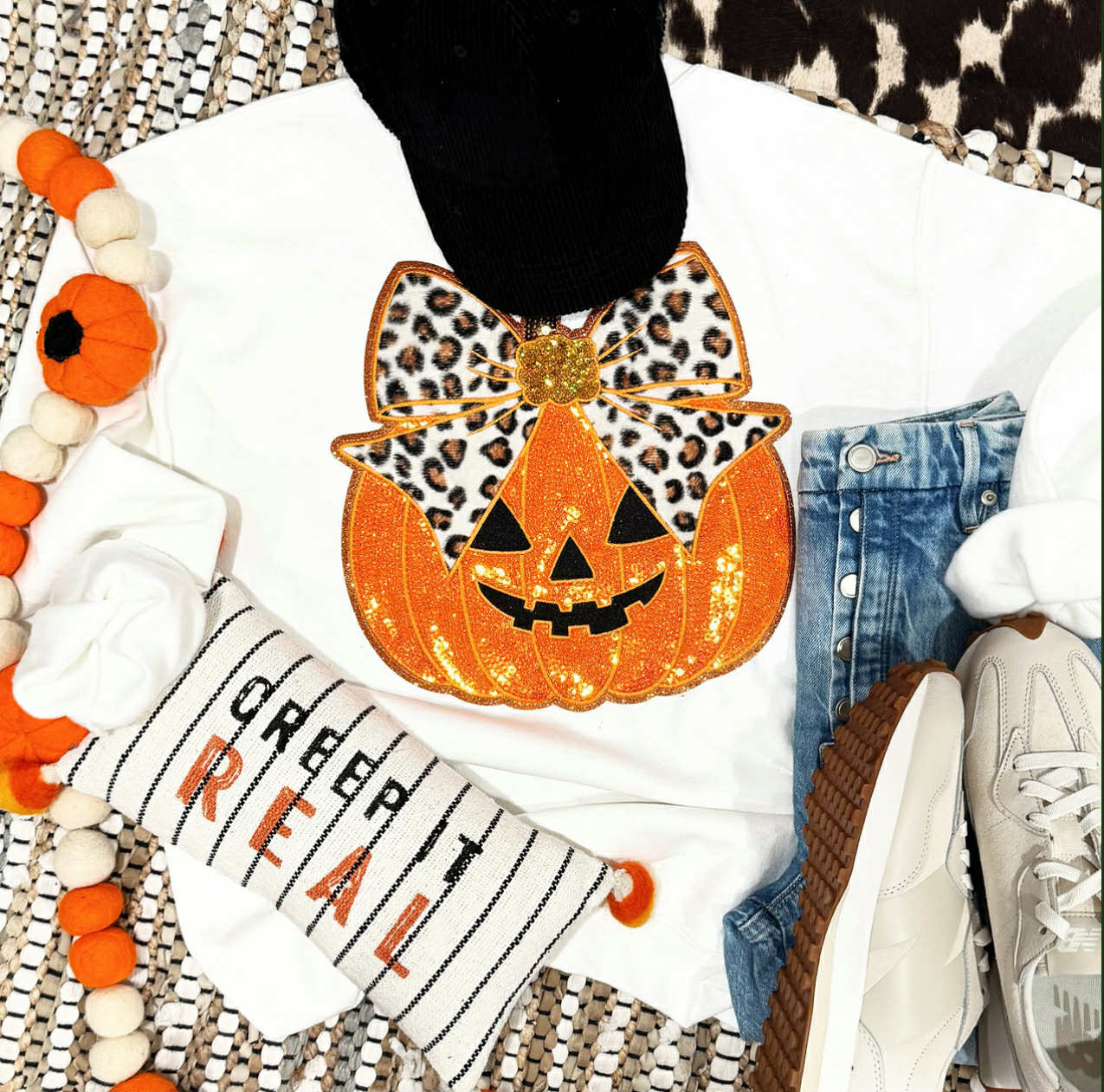 Sequence Print Pumpkin with Bow Tee