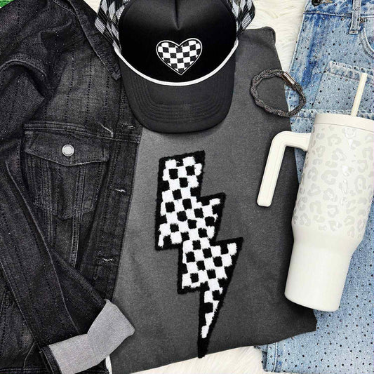 Fluffy Print Lightning Bolt Tee